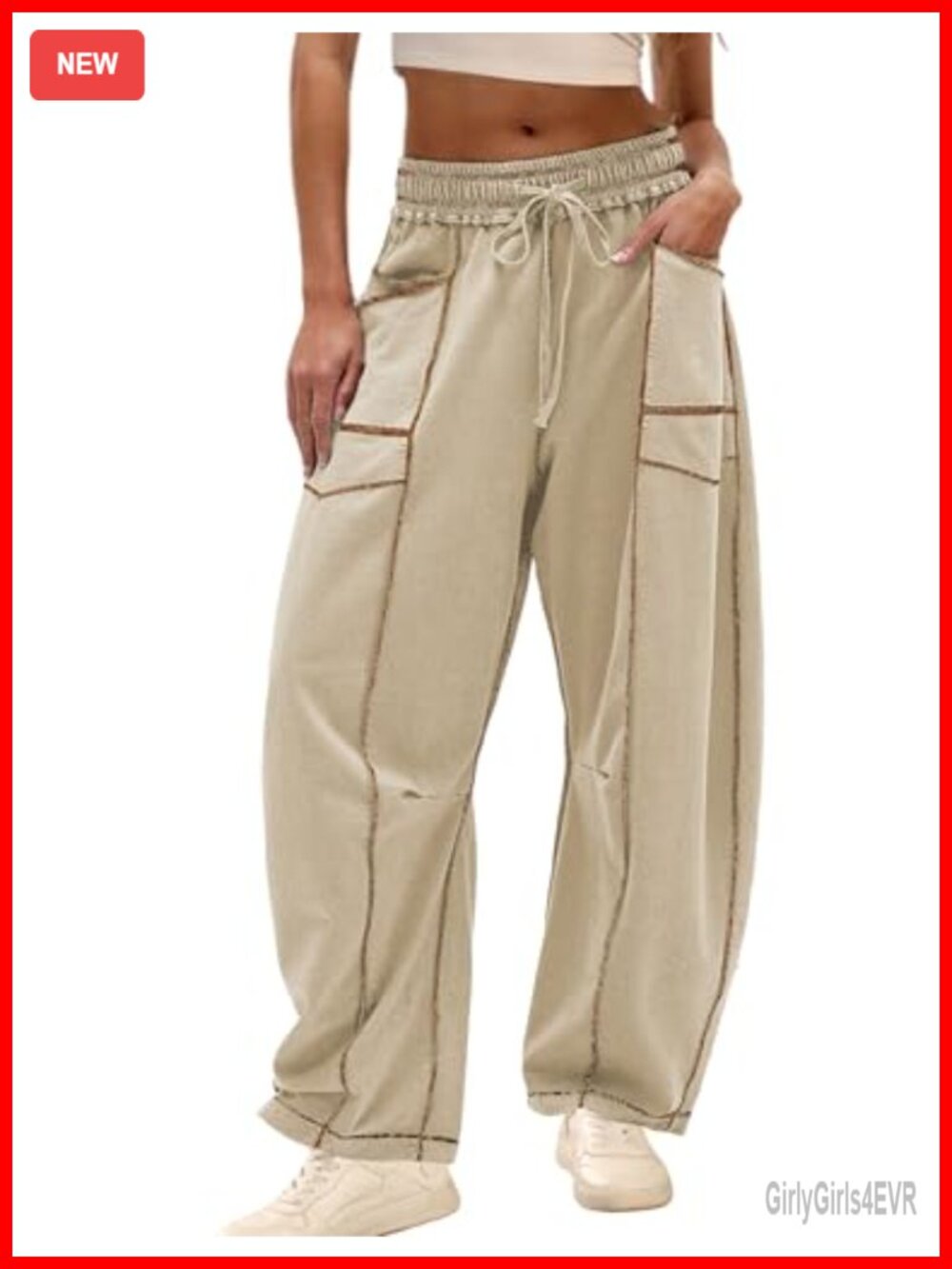 Wide Leg Barrel Sweatpants High Waisted Drawstring Athletic Lounge Pants